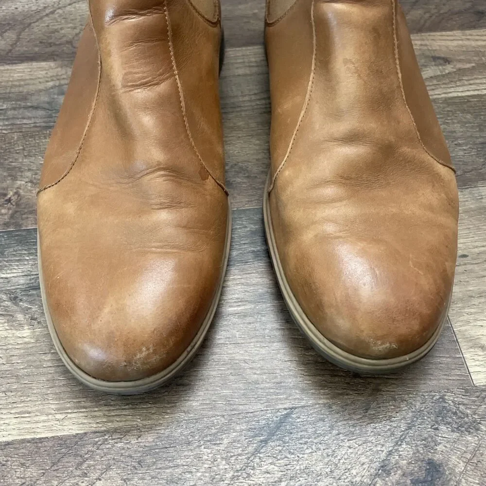 Amberjack Tan Leather Chelsea Ankle Boots Pull On Round Toe for Men Sz 11.5